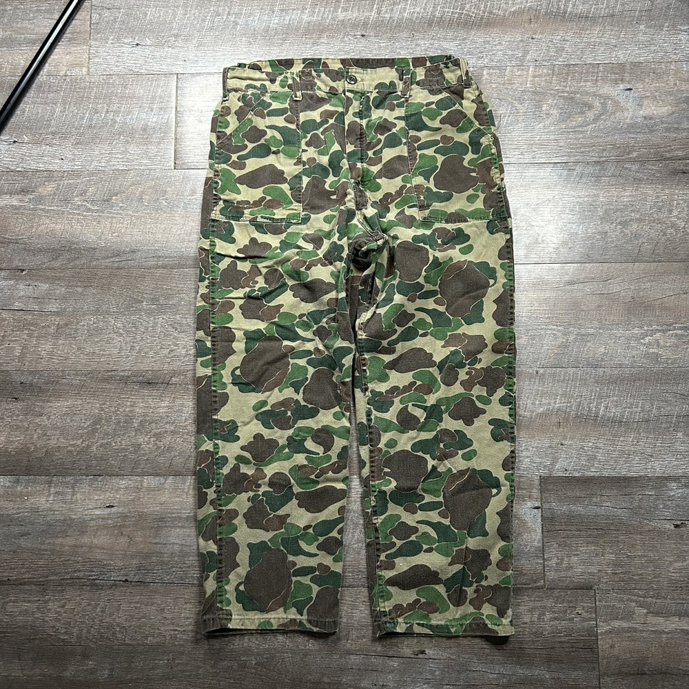 Vtg 70s Ranger Duck Hunter Camo Pants Mens 36x29 Frogskin Ideal Zip Large